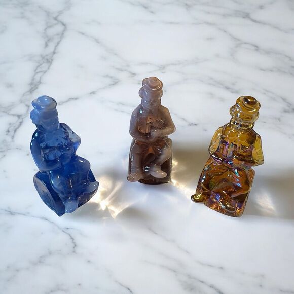 Mosser Slag Glass Clowns Set Of 3 Rufus, Von & Xxey 1980s - Picture 1 of 8